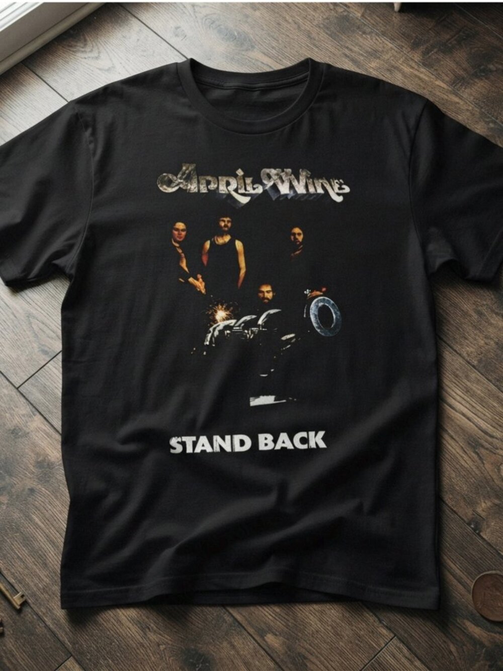 April Wine Stand Back Band Graphic Black T-Shirt